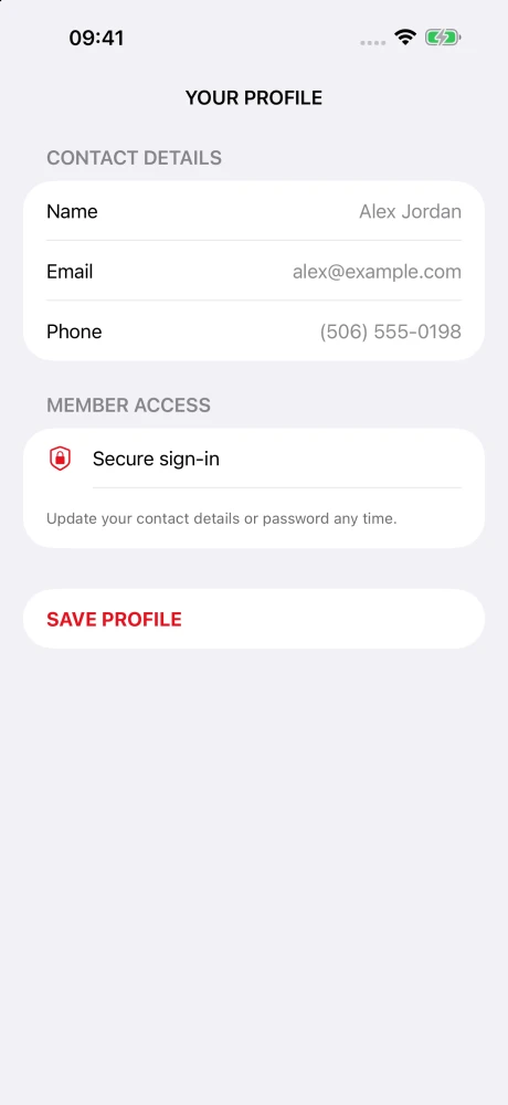 Tatame0 Member iPhone app profile screen